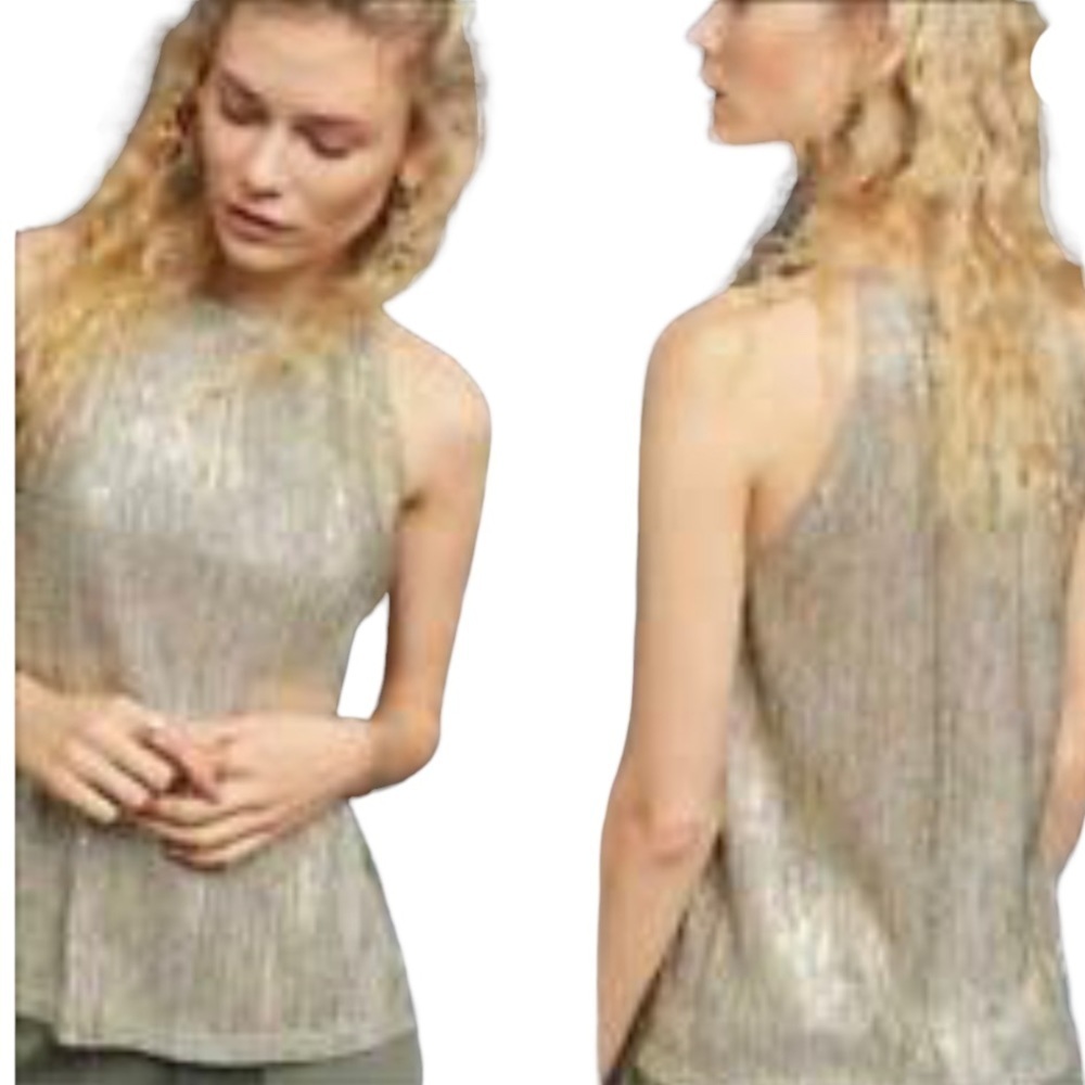 Anthro Moulinette Soeurs “Carly” Metallic Blouse